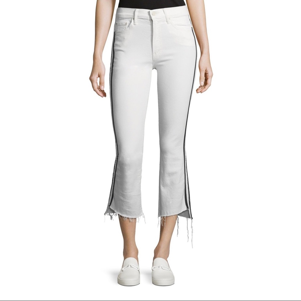 Mother Insider Striped Cropped Step Hem Jeans